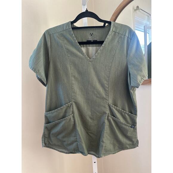 Adar Scrub Top Green V-Neck, Size L - Picture 1 of 5